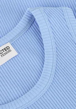 blauwe selected femme top slfanna o-neck tank top