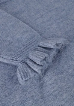 blauwe selected femme trui slflulu ls knit frill cuff o-neck