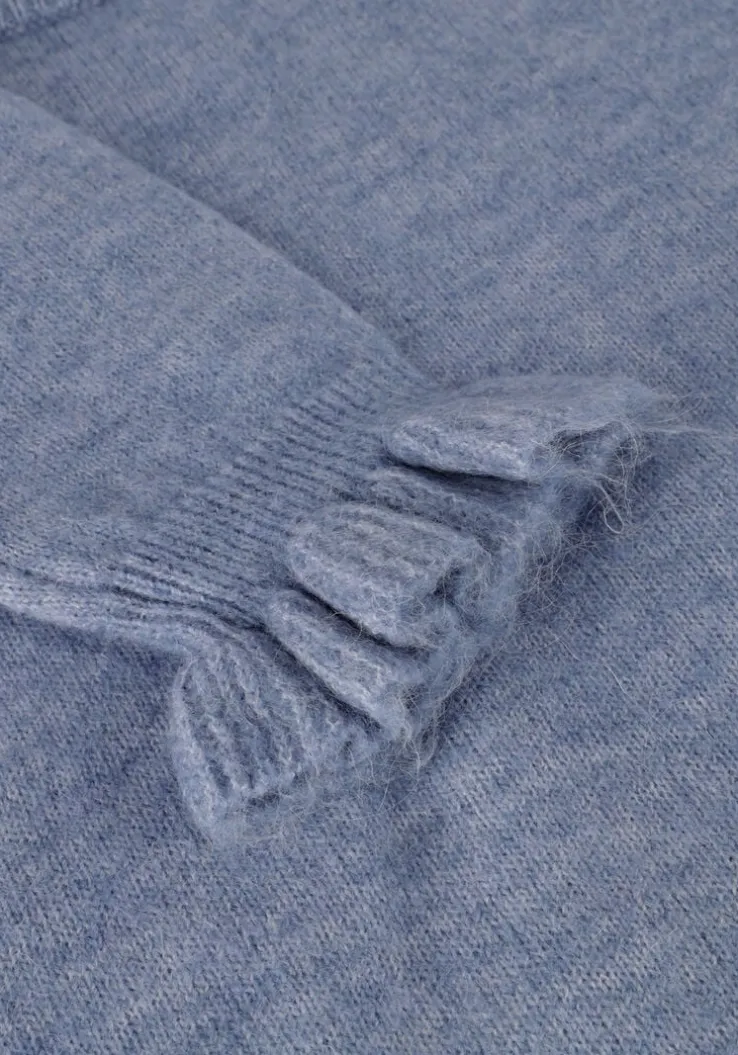 blauwe selected femme trui slflulu ls knit frill cuff o-neck