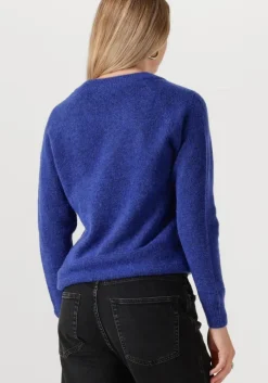 blauwe selected femme trui slflulu ls knit o-neck