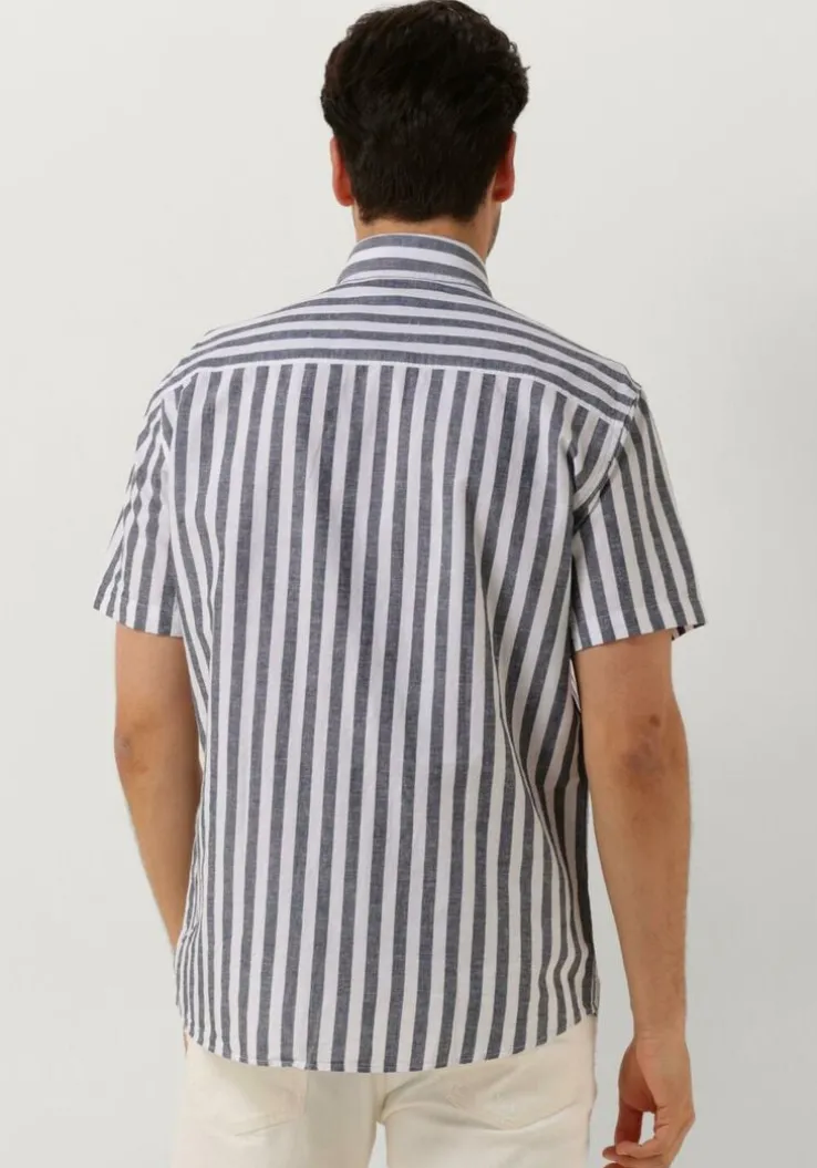 blauwe selected homme casual overhemd slhregnew-linen shirt ss classic