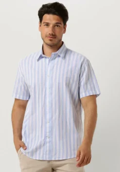 blauwe selected homme casual overhemd slhregnew-linen shirt ss classic