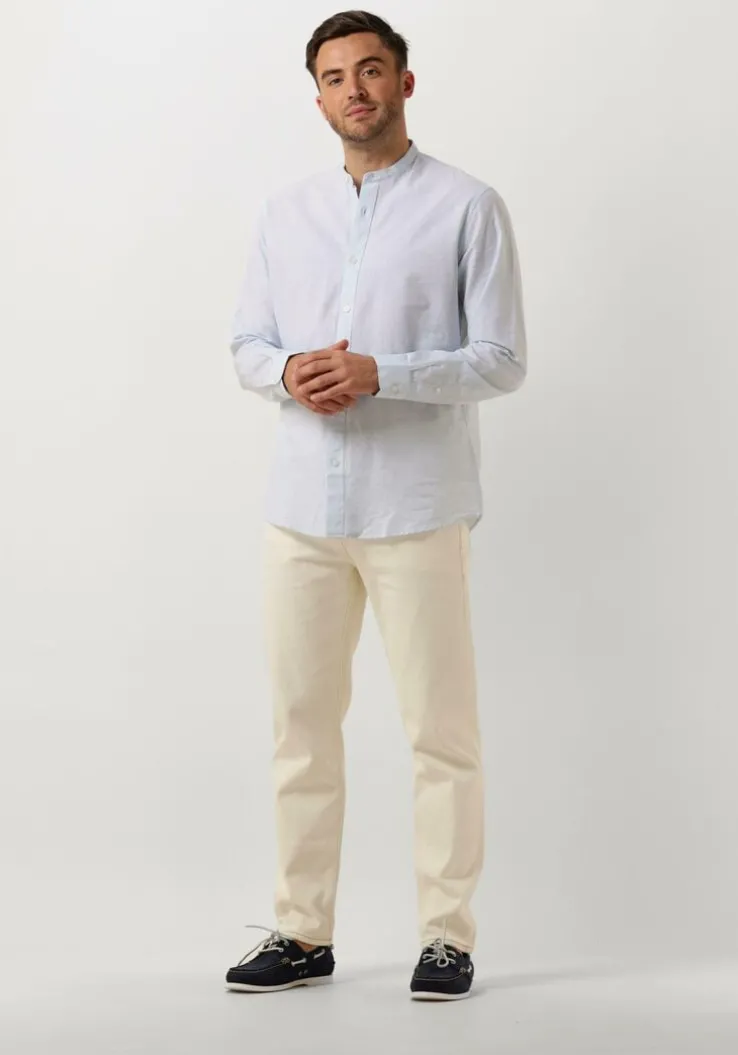 blauwe selected homme casual overhemd slhregnew-linen shirt ls band