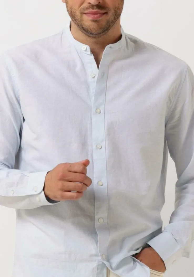 blauwe selected homme casual overhemd slhregnew-linen shirt ls band