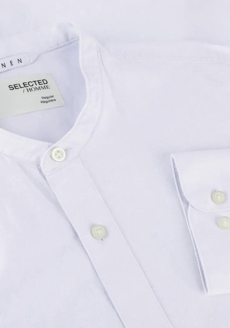 blauwe selected homme casual overhemd slhregnew-linen shirt ls band