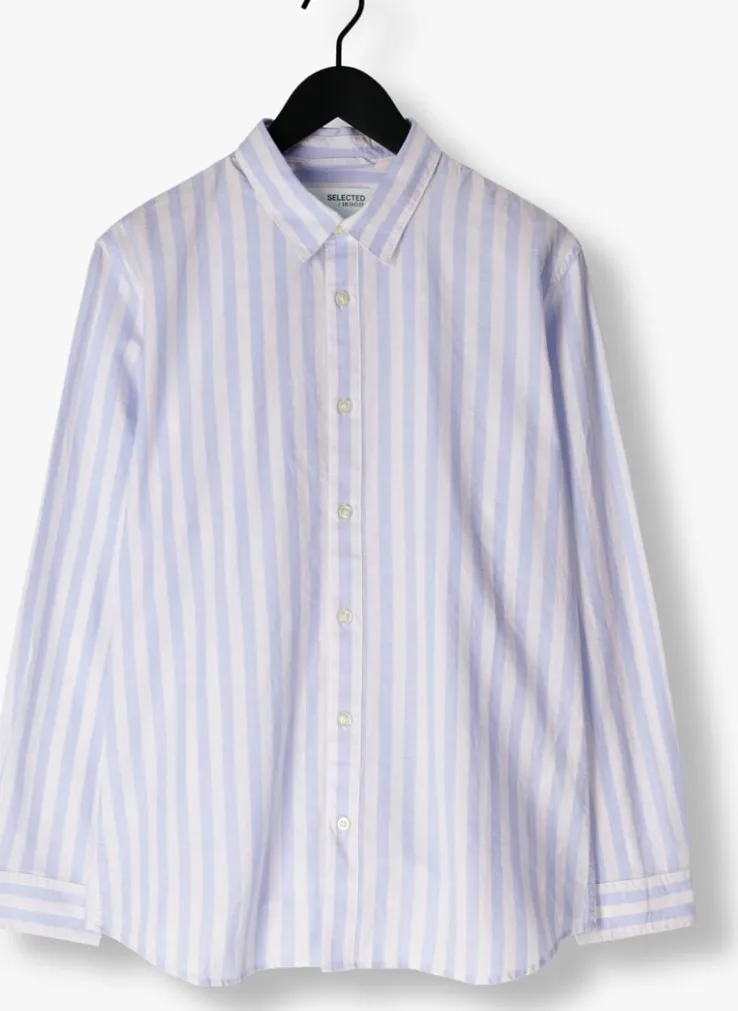 blauwe selected homme casual overhemd slhslim-sun shirt ls noos