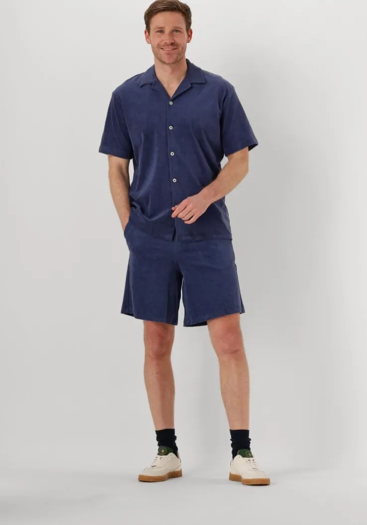 blauwe selected homme casual overhemd slhrelaxtalon towel ss jersey shirt