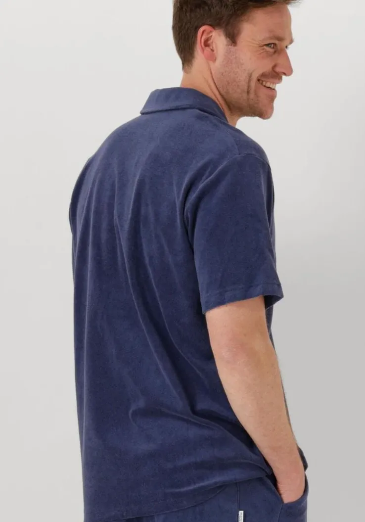 blauwe selected homme casual overhemd slhrelaxtalon towel ss jersey shirt