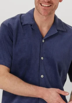 blauwe selected homme casual overhemd slhrelaxtalon towel ss jersey shirt