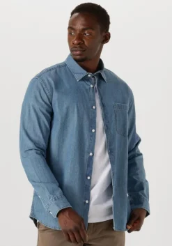 blauwe selected homme casual overhemd slhregcarlo denim ls shirt noos