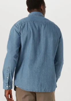 blauwe selected homme casual overhemd slhregcarlo denim ls shirt noos