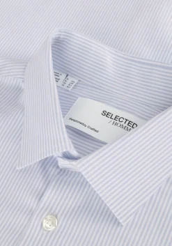 blauwe selected homme klassiek overhemd slhslim-performance shirt ls noos