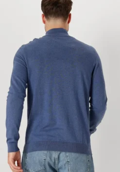 blauwe selected homme trui slhberg half zip cardigan noos