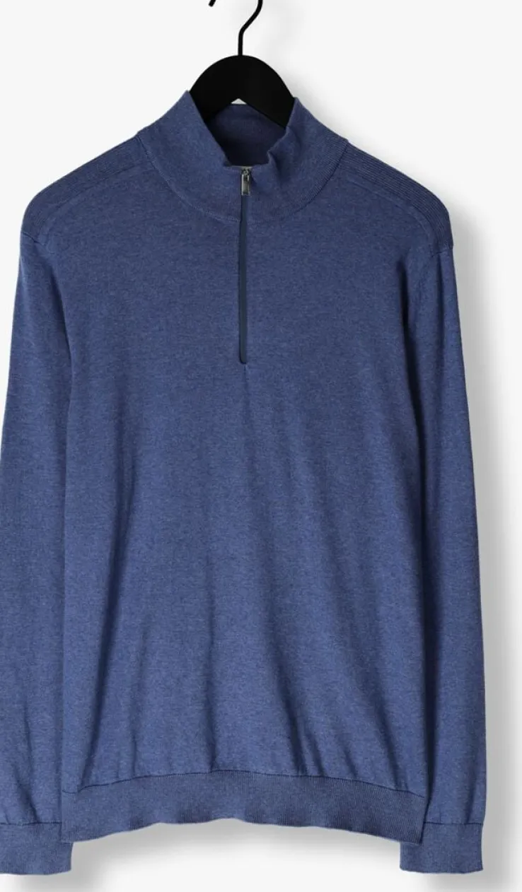 blauwe selected homme trui slhberg half zip cardigan noos