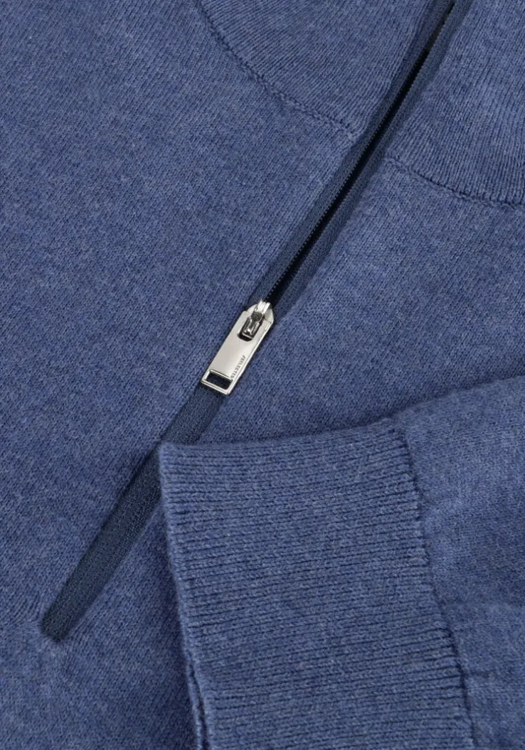 blauwe selected homme trui slhberg half zip cardigan noos