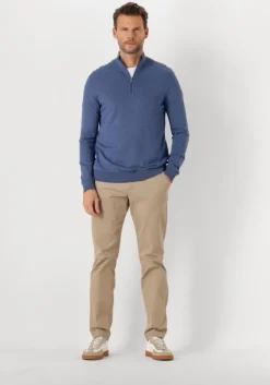 blauwe selected homme trui slhberg half zip cardigan noos