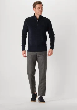 blauwe selected homme trui slhrodney ls high neck half zip