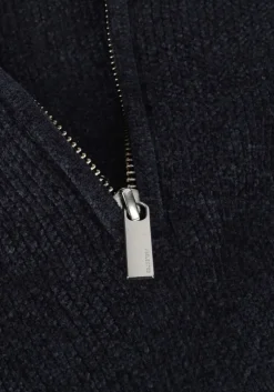 blauwe selected homme trui slhrodney ls high neck half zip