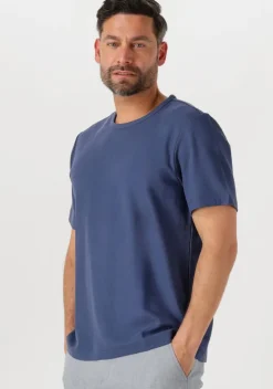 blauwe selected homme t-shirt slhjoseph pique ss o-neck tee