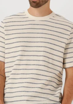 blauwe selected homme t-shirt slhdjango stripe ss o-neck tee