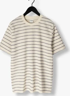 blauwe selected homme t-shirt slhdjango stripe ss o-neck tee