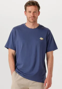 blauwe selected homme t-shirt slhaspen emb ss o-neck tee