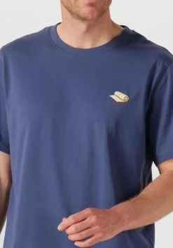 blauwe selected homme t-shirt slhaspen emb ss o-neck tee