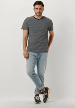 blauwe selected homme t-shirt slhaspen stripe ss o-neck tee noos