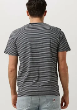 blauwe selected homme t-shirt slhaspen stripe ss o-neck tee noos