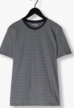 blauwe selected homme t-shirt slhaspen stripe ss o-neck tee noos
