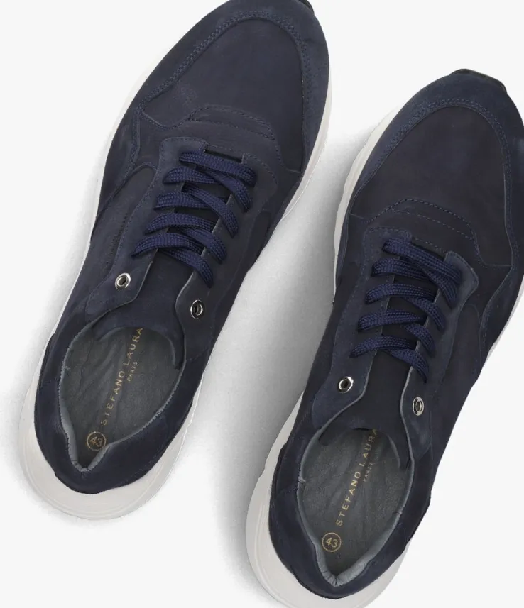 blauwe stefano lauran lage sneakers star 007
