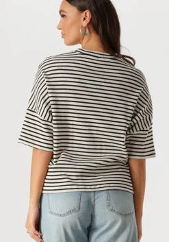blauwe summum t-shirt boxy top stripe waffle