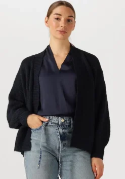 blauwe summum vest puff sleeve cardigan cozy melange knit