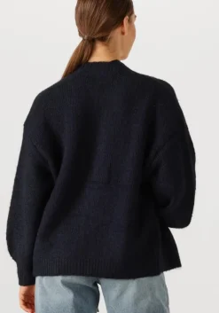 blauwe summum vest puff sleeve cardigan cozy melange knit