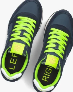 blauwe sun68 lage sneakers tom fluo