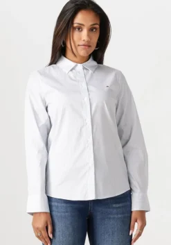 blauwe tommy hilfiger blouses ess poplin regular shirt