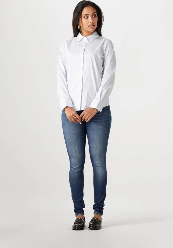 blauwe tommy hilfiger blouses ess poplin regular shirt