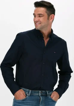 blauwe tommy hilfiger casual overhemd core stretch slim poplin shirt