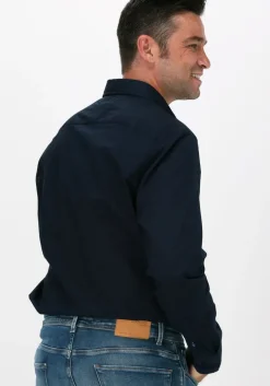 blauwe tommy hilfiger casual overhemd core stretch slim poplin shirt