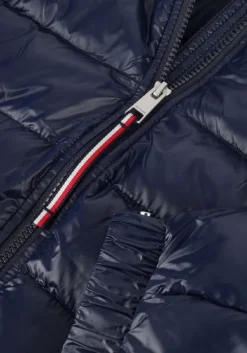 blauwe tommy hilfiger gewatteerde jas lw down feminine gloss jacket