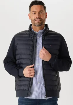 blauwe tommy hilfiger gewatteerde jas mix media stand cllr