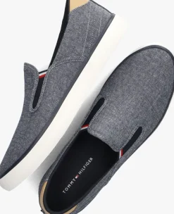 blauwe tommy hilfiger instappers tommy hilfiger hi vulc low slipon chambray