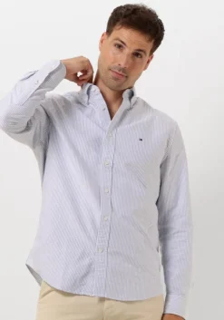 blauwe tommy hilfiger klassiek overhemd heritage oxford stripe rf shirt