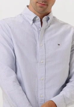 blauwe tommy hilfiger klassiek overhemd heritage oxford stripe rf shirt