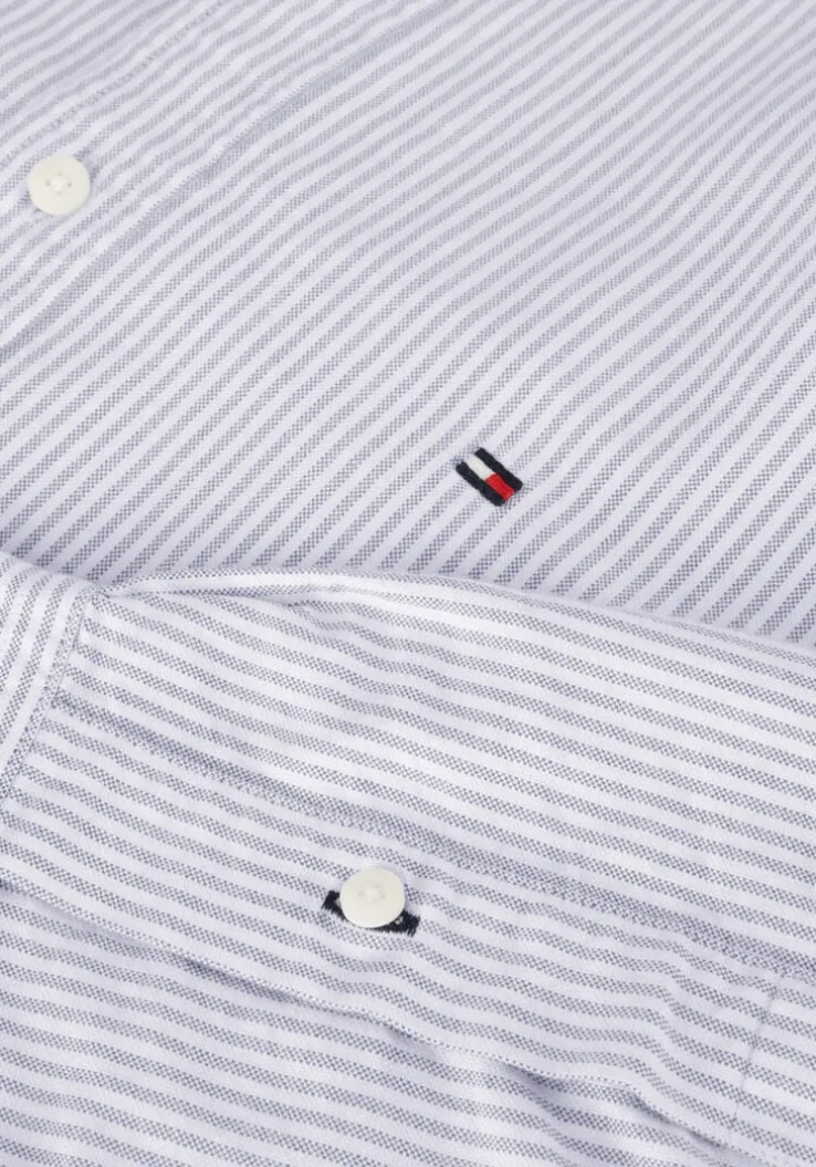 blauwe tommy hilfiger klassiek overhemd heritage oxford stripe rf shirt