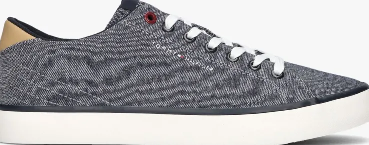blauwe tommy hilfiger lage sneakers tommy hilfiger vulc low chambray
