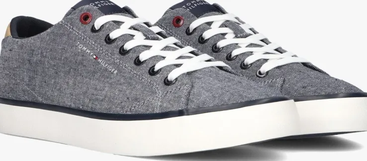 blauwe tommy hilfiger lage sneakers tommy hilfiger vulc low chambray
