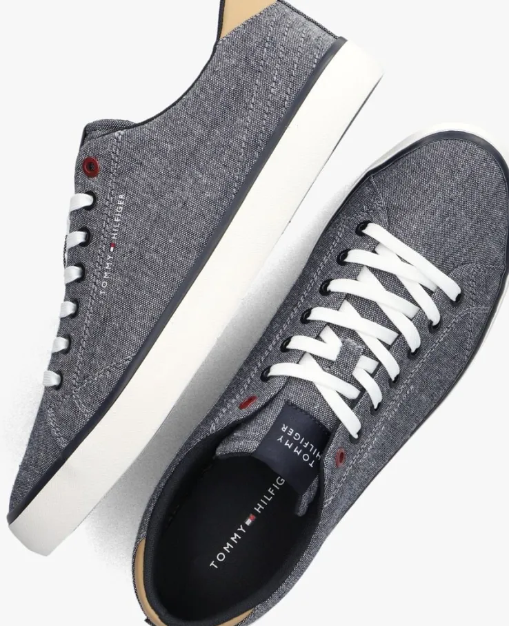 blauwe tommy hilfiger lage sneakers tommy hilfiger vulc low chambray
