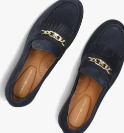 blauwe tommy hilfiger loafers th chain fringe suede loafer