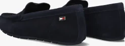 blauwe tommy hilfiger loafers flag soft suede drive